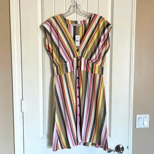 NWT S 8 Ann Taylor Loft Midi Striped Linen Dress